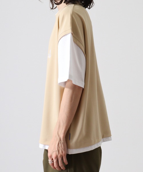 GERRY（ジェリー）の「GERRY ワンポイント刺繍 ベスト フェイクレイヤード 半袖 Tシャツ（Tシャツ/カットソー・メンズ・ブラック/ベージュ・L/M/LL）」の14枚目の写真