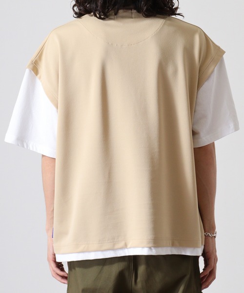 GERRY（ジェリー）の「GERRY ワンポイント刺繍 ベスト フェイクレイヤード 半袖 Tシャツ（Tシャツ/カットソー・メンズ・ブラック/ベージュ・L/M/LL）」の15枚目の写真