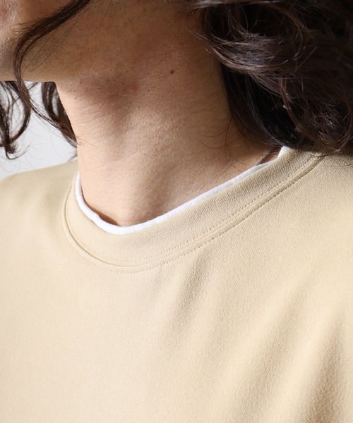 GERRY（ジェリー）の「GERRY ワンポイント刺繍 ベスト フェイクレイヤード 半袖 Tシャツ（Tシャツ/カットソー・メンズ・ブラック/ベージュ・L/M/LL）」の16枚目の写真