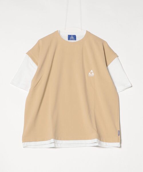 GERRY（ジェリー）の「GERRY ワンポイント刺繍 ベスト フェイクレイヤード 半袖 Tシャツ（Tシャツ/カットソー・メンズ・ブラック/ベージュ・L/M/LL）」の3枚目の写真