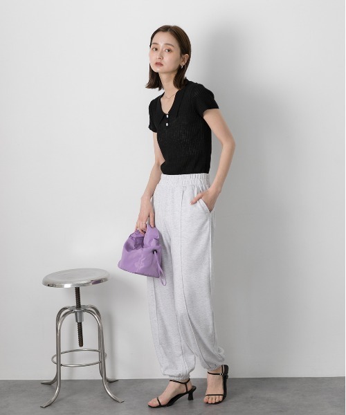 ad thie(アドティエ)の「サマーニット ハーフスリーブポロシャツ(Tシャツ/カットソー・レディース・レッド/オフホワイト/ライトブルー/ブラック・FREE)」の16枚目の写真