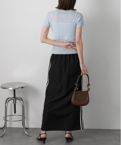 ad thie(アドティエ)の「サマーニット ハーフスリーブポロシャツ(Tシャツ/カットソー・レディース・レッド/オフホワイト/ライトブルー/ブラック・FREE)」の20枚目の写真