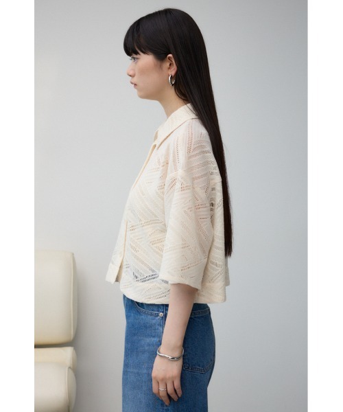 AZUL by moussy(アズールバイマウジー)の「ハーフスリーブクロップドレースシャツ(シャツ/ブラウス・レディース・ダークブラウン/ブラック/アイボリー・FREE)」の8枚目の写真