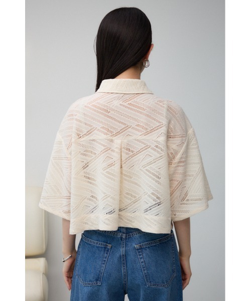 AZUL by moussy(アズールバイマウジー)の「ハーフスリーブクロップドレースシャツ(シャツ/ブラウス・レディース・ダークブラウン/ブラック/アイボリー・FREE)」の9枚目の写真
