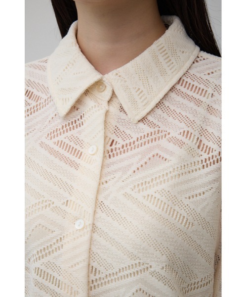 AZUL by moussy(アズールバイマウジー)の「ハーフスリーブクロップドレースシャツ(シャツ/ブラウス・レディース・ダークブラウン/ブラック/アイボリー・FREE)」の10枚目の写真