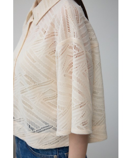 AZUL by moussy(アズールバイマウジー)の「ハーフスリーブクロップドレースシャツ(シャツ/ブラウス・レディース・ダークブラウン/ブラック/アイボリー・FREE)」の11枚目の写真