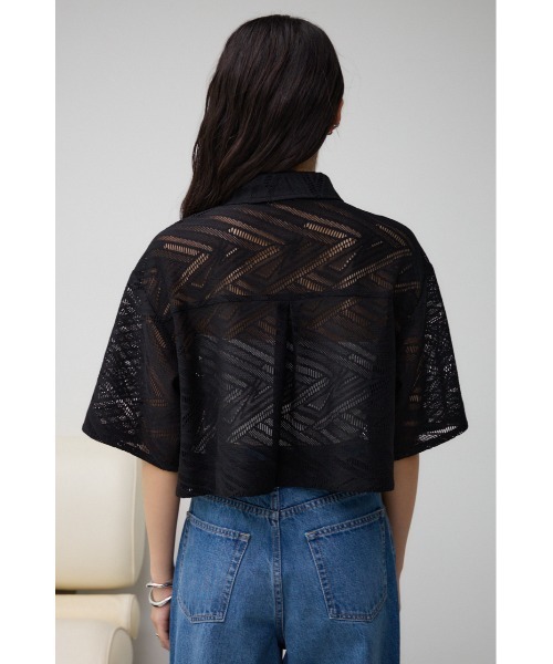 AZUL by moussy(アズールバイマウジー)の「ハーフスリーブクロップドレースシャツ(シャツ/ブラウス・レディース・ダークブラウン/ブラック/アイボリー・FREE)」の19枚目の写真
