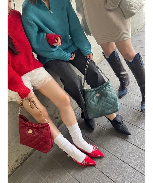 EVRIS（エヴリス）の「SUNNYハーフジップニットトップス（ニット/セーター・レディース・ブラック/ネイビー/ベージュ/レッド/ブルー/その他1・FREE）」の7枚目の写真