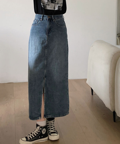 Ada.(エイダ)の「フロントスリット ミディ丈 デニムスカート(デニムスカート・レディース・インディゴブルー・S/M/L)」の16枚目の写真
