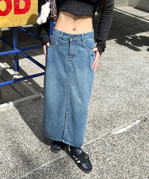 Ada.(エイダ)の「フロントスリット ミディ丈 デニムスカート(デニムスカート・レディース・インディゴブルー・S/M/L)」の12枚目の写真