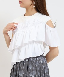 ASTORIA ODIER | 異素材フリルドッキングカットソー(Tシャツ/カットソー)