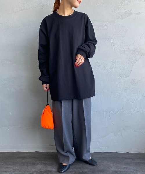 HANES（ヘインズ）の「[HANES/ヘインズ] BEEFY ロングスリーブパックTシャツ（Tシャツ/カットソー・レディース・ホワイト/ブラック/ダークグレー・M/L/XL/S）」の11枚目の写真