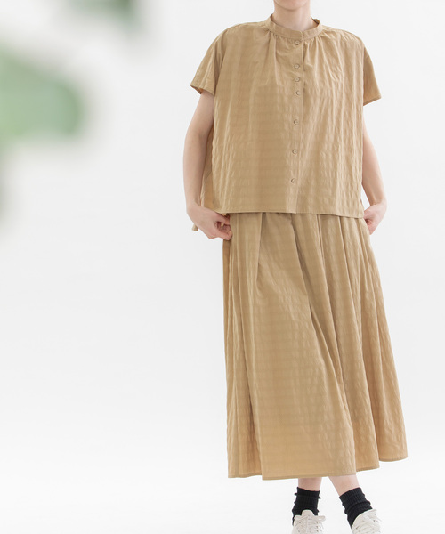 nop de nod（ノップドゥノッド）の「スタンドカラードビー・ジャガードブラウス（シャツ/ブラウス・レディース・ブラック/オフホワイト/ホワイト/ベージュ/スミクロ・M）」の5枚目の写真