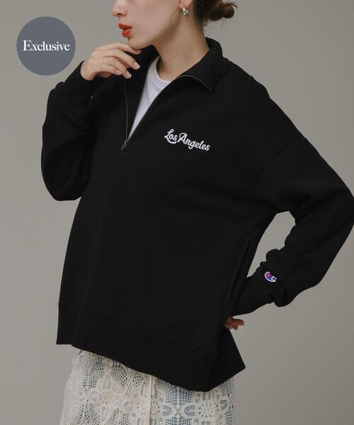 Champion（チャンピオン）の「『別注』Champion×Sonny Label　ハーフジップ裏毛スウェット（スウェット・レディース・オフホワイト/ブラック/レッド/オートミール・FREE）」の2枚目の写真