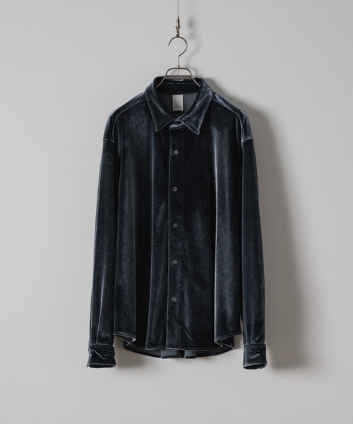casper john バリアスルーズシャツ　ドレープベロア　ブルー　M CASPER JOHN（キャスパージョン）の「Various loose shirts