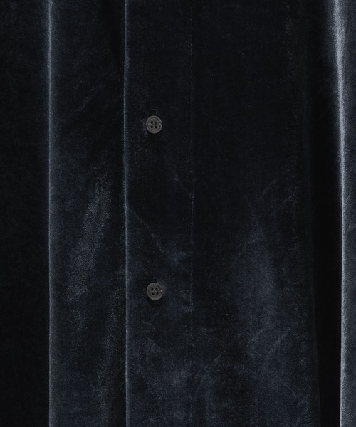 casper john バリアスルーズシャツ　ドレープベロア　ブルー　M CASPER JOHN（キャスパージョン）の「Various loose shirts