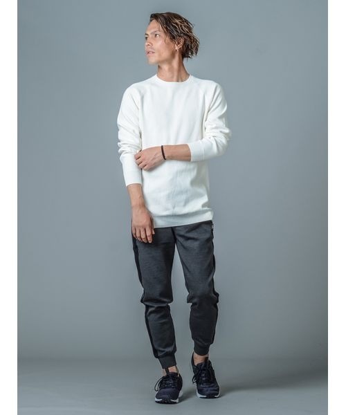 REGIEVO（レジエボ）の「ミラノリブロング丈ラグランニット　シンプルな大人のニット（ニット/セーター・メンズ・ピンク/オフホワイト/ブラック・LARGE/MEDIUM/X-LARGE/SMALL）」の9枚目の写真