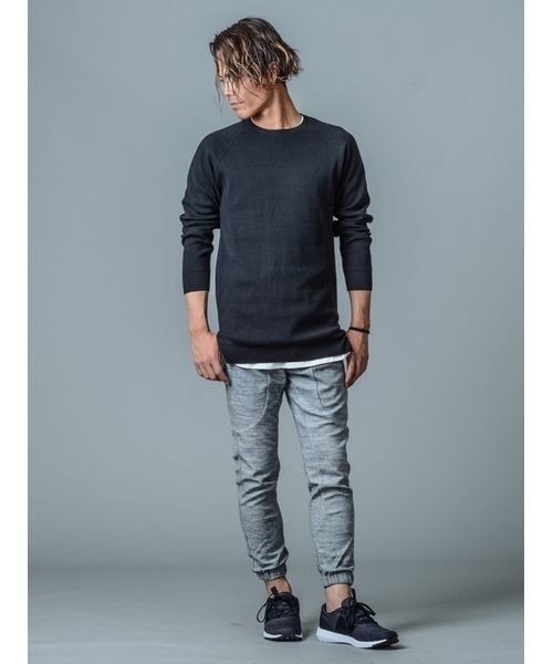 REGIEVO（レジエボ）の「ミラノリブロング丈ラグランニット　シンプルな大人のニット（ニット/セーター・メンズ・ピンク/オフホワイト/ブラック・LARGE/MEDIUM/X-LARGE/SMALL）」の6枚目の写真