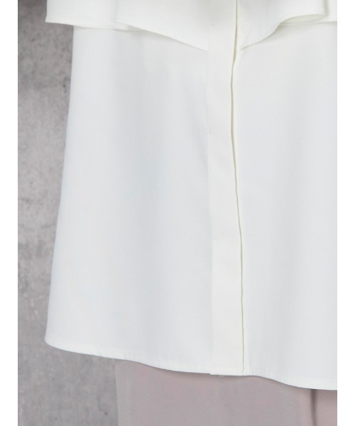 Perfect Suit FActory（パーフェクトスーツファクトリー）の「【UVカット/防しわ】パウダーストレッチ　ケープブラウス　オフホワイト/ベージュ（シャツ/ブラウス・レディース・ベージュ/オフホワイト・S/L/M）」の7枚目の写真