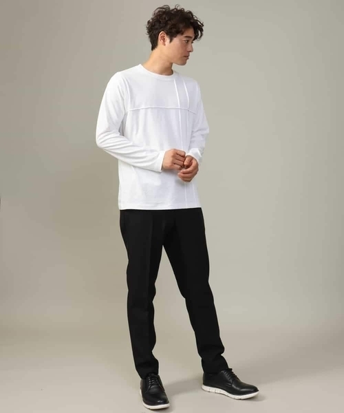 a.v.v（アーヴェヴェ）の「【ジャケイン可】ピンタックセミワイドシルエット クルーネックTシャツ（Tシャツ/カットソー・メンズ・ホワイト/ライトグレー/ブラック・46/50/48/44）」の19枚目の写真