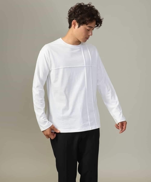 a.v.v（アーヴェヴェ）の「【ジャケイン可】ピンタックセミワイドシルエット クルーネックTシャツ（Tシャツ/カットソー・メンズ・ホワイト/ライトグレー/ブラック・46/50/48/44）」の15枚目の写真