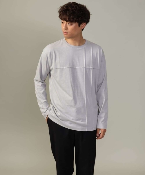 a.v.v（アーヴェヴェ）の「【ジャケイン可】ピンタックセミワイドシルエット クルーネックTシャツ（Tシャツ/カットソー・メンズ・ホワイト/ライトグレー/ブラック・46/50/48/44）」の13枚目の写真