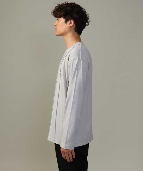 a.v.v（アーヴェヴェ）の「【ジャケイン可】ピンタックセミワイドシルエット クルーネックTシャツ（Tシャツ/カットソー・メンズ・ホワイト/ライトグレー/ブラック・46/50/48/44）」の11枚目の写真