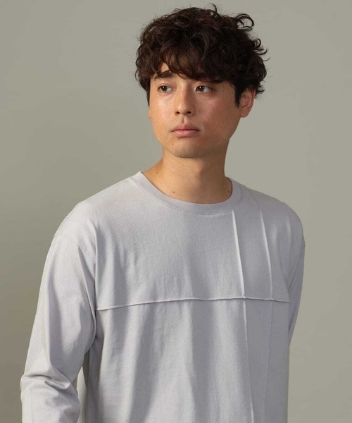 a.v.v（アーヴェヴェ）の「【ジャケイン可】ピンタックセミワイドシルエット クルーネックTシャツ（Tシャツ/カットソー・メンズ・ホワイト/ライトグレー/ブラック・46/50/48/44）」の5枚目の写真