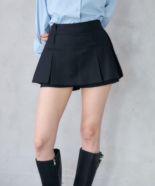 ENVYM(アンビー)の「バックプリーツレイヤードスカート(スカート・レディース・ブラック/グレー・SMALL/MEDIUM)」の3枚目の写真