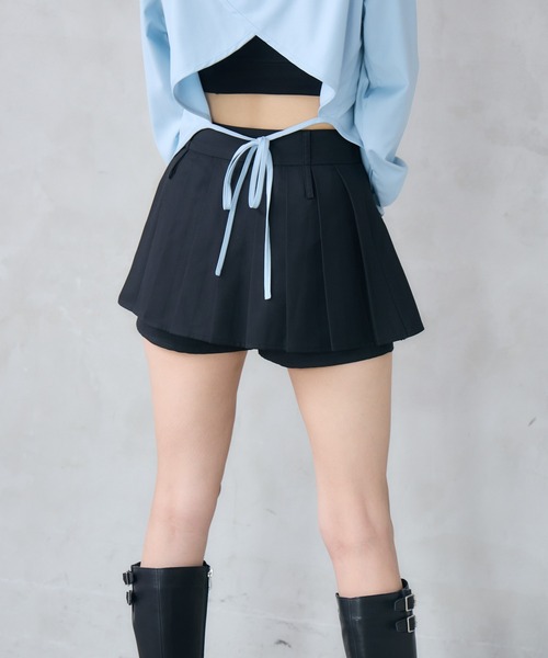 ENVYM(アンビー)の「バックプリーツレイヤードスカート(スカート・レディース・ブラック/グレー・SMALL/MEDIUM)」の6枚目の写真
