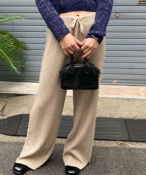 mebole(メボレ)の「サイドフリンジワイドニットパンツ(その他パンツ・レディース・ブラック/ホワイト/ブラウン・FREE)」の7枚目の写真