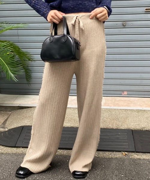 mebole(メボレ)の「サイドフリンジワイドニットパンツ(その他パンツ・レディース・ブラック/ホワイト/ブラウン・FREE)」の8枚目の写真