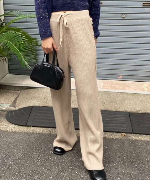 mebole(メボレ)の「サイドフリンジワイドニットパンツ(その他パンツ・レディース・ブラック/ホワイト/ブラウン・FREE)」の10枚目の写真