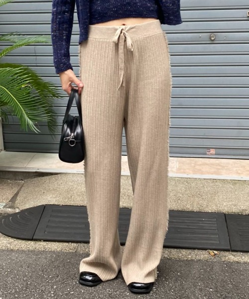 mebole(メボレ)の「サイドフリンジワイドニットパンツ(その他パンツ・レディース・ブラック/ホワイト/ブラウン・FREE)」の11枚目の写真