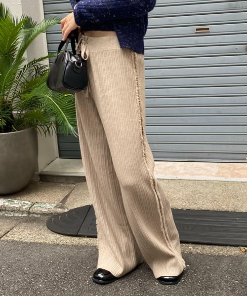 mebole(メボレ)の「サイドフリンジワイドニットパンツ(その他パンツ・レディース・ブラック/ホワイト/ブラウン・FREE)」の12枚目の写真