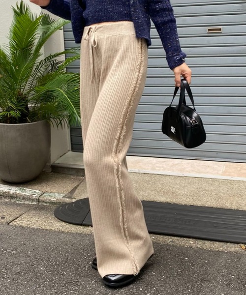 mebole(メボレ)の「サイドフリンジワイドニットパンツ(その他パンツ・レディース・ブラック/ホワイト/ブラウン・FREE)」の13枚目の写真