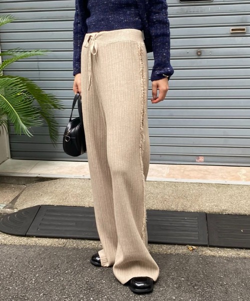 mebole(メボレ)の「サイドフリンジワイドニットパンツ(その他パンツ・レディース・ブラック/ホワイト/ブラウン・FREE)」の14枚目の写真