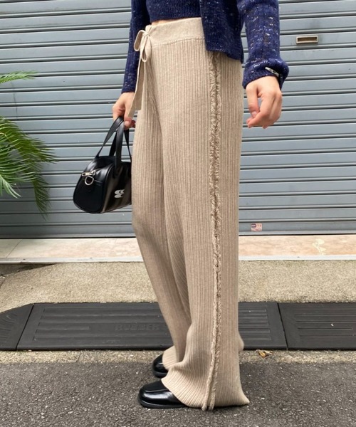 mebole(メボレ)の「サイドフリンジワイドニットパンツ(その他パンツ・レディース・ブラック/ホワイト/ブラウン・FREE)」の16枚目の写真