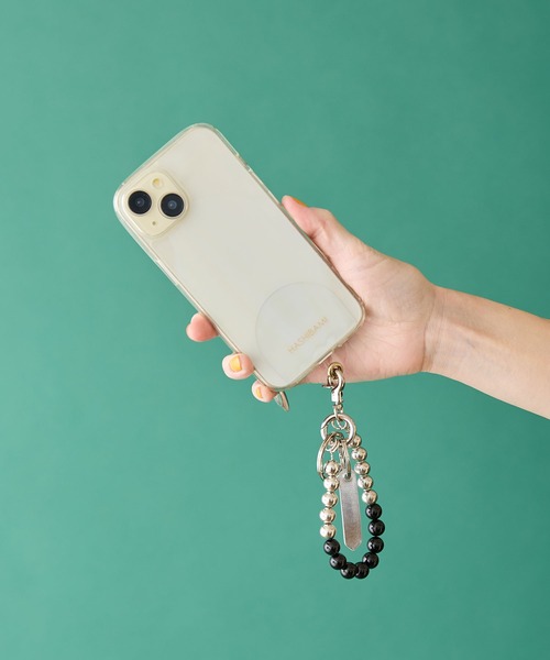 HASHIBAMI(ハシバミ)の「【HASHIBAMI】オルビット 天然石×シルバービーズ スマホハンドストラップ(スマホグッズ・レディース・グリーン/ブラウン/ベージュ/ブラック・FREE)」の2枚目の写真