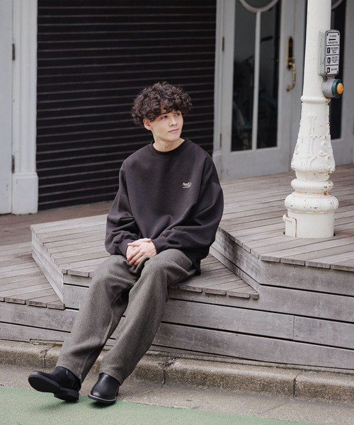 niko and...（ニコアンド）の「ワンポイント裏起毛クルーネックプルオーバー（スウェット・メンズ・ブラック/オフホワイト/ブルー/オレンジ/グリーン・MEDIUM/BIG(L)）」の7枚目の写真