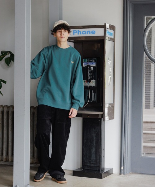 niko and...（ニコアンド）の「ワンポイント裏起毛クルーネックプルオーバー（スウェット・メンズ・ブラック/オフホワイト/ブルー/オレンジ/グリーン・MEDIUM/BIG(L)）」の19枚目の写真