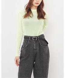 Alt due（オルトデュー）の「【Alt due/オルト デュー】シンプルメロウ加工クルーネックシアープルオーバーチュールトップス（Tシャツ/カットソー）」