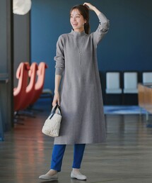 【安めぐみさん着用】リブ切替ニットワンピース