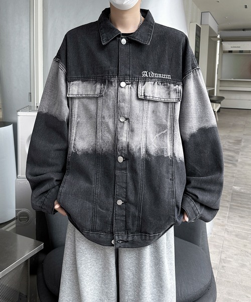 セール】【FVLMEN】onepoint logo gradation denim jacket/ワン