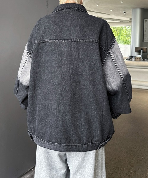 FVLMEN(フルメン)の「【FVLMEN】onepoint logo gradation denim jacket/ワンポイント ロゴ グラデーション デニム ジャケット(デニムジャケット・メンズ・ブラック/カーキ・X-LARGE/LARGE/MEDIUM)」の6枚目の写真