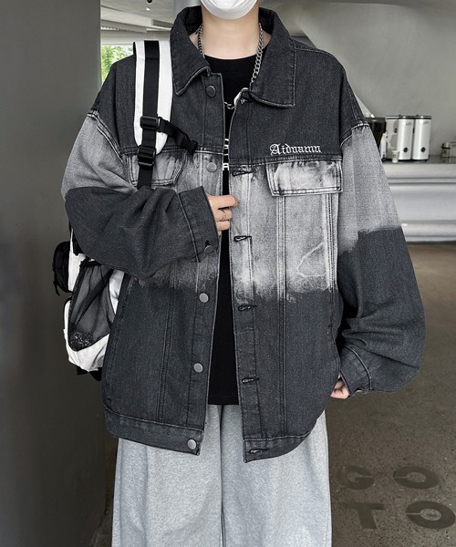 セール】【FVLMEN】onepoint logo gradation denim jacket/ワン