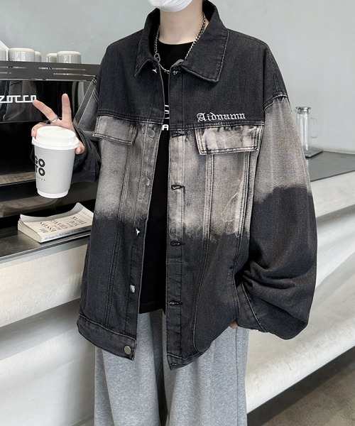 セール】【FVLMEN】onepoint logo gradation denim jacket/ワン