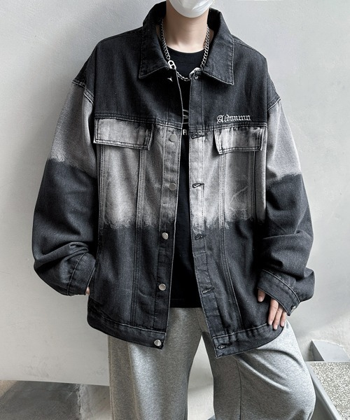 FVLMEN(フルメン)の「【FVLMEN】onepoint logo gradation denim jacket/ワンポイント ロゴ グラデーション デニム ジャケット(デニムジャケット・メンズ・ブラック/カーキ・X-LARGE/LARGE/MEDIUM)」の11枚目の写真
