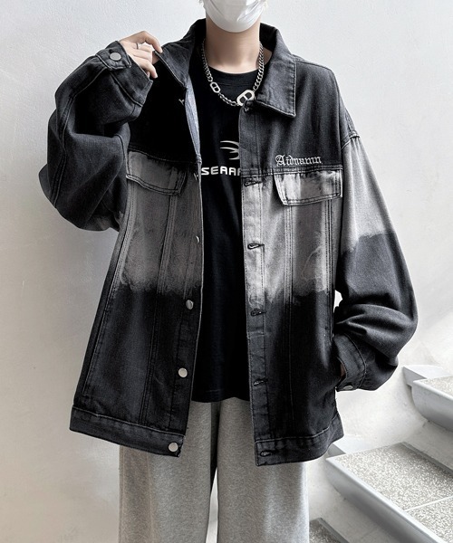 FVLMEN(フルメン)の「【FVLMEN】onepoint logo gradation denim jacket/ワンポイント ロゴ グラデーション デニム ジャケット(デニムジャケット・メンズ・ブラック/カーキ・X-LARGE/LARGE/MEDIUM)」の10枚目の写真