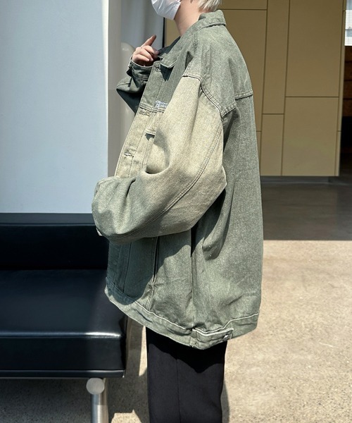 FVLMEN(フルメン)の「【FVLMEN】onepoint logo gradation denim jacket/ワンポイント ロゴ グラデーション デニム ジャケット(デニムジャケット・メンズ・ブラック/カーキ・X-LARGE/LARGE/MEDIUM)」の21枚目の写真